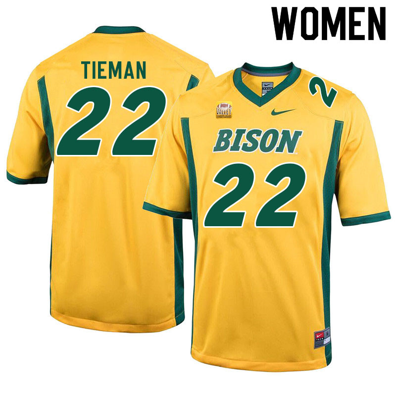 Women #22 Dalton Tieman North Dakota State Bison College Football Jerseys Sale-Yellow